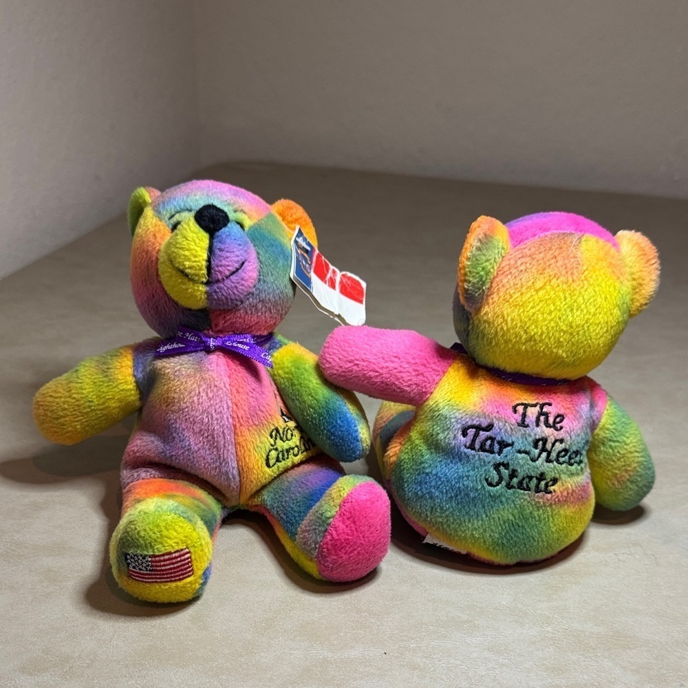North Carolina Rainbow Plush Bear Toy (set of 2)
